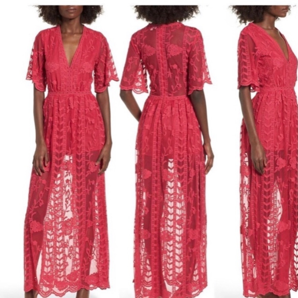 Socialite Red Lace Maxi Jumpsuit Romper